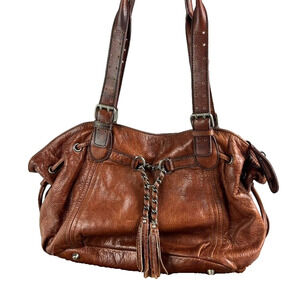 Lancaster Paris Shoulder Bag Womens Brown Tassel Vintage